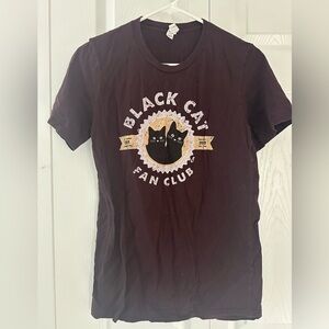 Black Cat Fan Club T-Shirt - dark purple - unisex sz S
